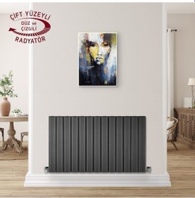 Resim 600x715mm Amber Yatay Antrasit Alüminyum Radyatör Standart Bağlan 
