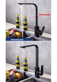 Resim Sardıcı Kare Mutfak Bataryası Mat Siyah Musluk 