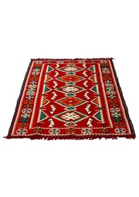 Resim Etnik Motifli Otantik Dekoratif Kilim Desenli Halı 160cmx250cm M4 Kırmızı 