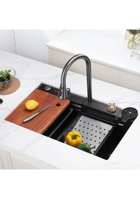 Resim Krome Teknolojik Akıllı Eviye Seti Kombine Basic Nano Siyah Krm1010-Bl 