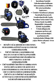 Resim Lieber German LGMM5800 Benzinli Ağaç Odun Kesme Bıçkı Motoru + Dal Budama Testeresi Makası 