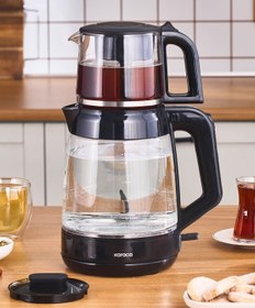 Resim Karaca Glass Tea XL 2 in 1 Cam Çay Makinesi Shiny Black 