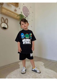 Resim Miniko Kids Erkek Çocuk Brawl Stars Pamuk Şortlu Takım Siyah 