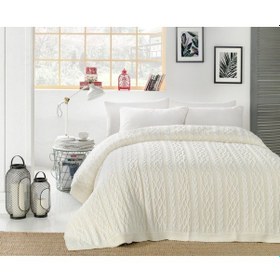 Resim Betires Home Ca19001 Örgü Battaniye Naturel - Çift Kişilik 