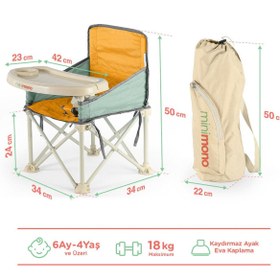 Resim Minimono Büyük Boy Katlanır Portatif Mama Sandalyesi - Sarı-Yeşil 