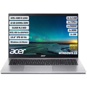 Resim Acer Aspire 3 A315-59-59AY NX.K6TEY.002-165 i5-1235U 16 GB 512 GB SSD 15.6" W11H Dizüstü Bilgisayar 