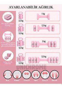 Resim Ayarlanabilir Ağırlıklı Dambıl Ve Kettlebell Seti 5,5 Kg Fitness Egzersiz Ağırlık Antrenmanı Pembe 