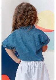Resim Kız Çocuk Denim Kısa Gömlek - İndigo İndigo 