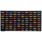Resim 1/64 Eskitme Siyah Yatay Hobi Araba Rafı 100 Araç (Hot Wheels, Matcbox) 