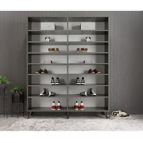 Resim Duke 4 Kapaklı Ayakkabılık Füme Beyaz 180 Cm M2 