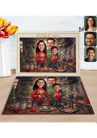 Resim Bk Gift Kişiye Özel Aile Yılbaşı Karikatür Tasarımlı 1000 Parça Profesyonel Puzzle-4, 1000 Puzzle, Yeni Yıl Hediyesi, Yılbaşı Hediyesi Kobitmeyencom35 
