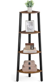 Resim STOREMAX Köşe Rafı, Ayaklı Raf, Kitaplık, 4 Raflı Merdiven Rafı, Montaj, Sağlam Çelik Çerçeve, Oturma Odası, 