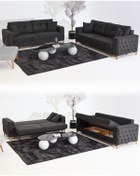 Resim Velura Home & Living Nola Koltuk Takımı 3+3 & Bazalı Yataklı Koltuk & Kanepe - Keten 