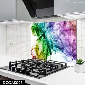 Resim Olinpa Cam Ocak Arkası Koruyucu | Renkli Duman Desenli 