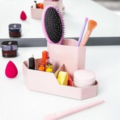 Resim BİTERSE 3 Bölmeli Makyaj Aksesuar Ve Ofis Masa Düzenleyici Plastik Köşelik Pembe 