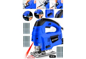 Resim Steiner Alman 4600 W Lazerli Sjs Metal Şanzuman 6 Kademe Devirli Pandül Ayarlı Dekupaj Testere Makinesi Mavi + 15UÇ 