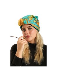 Resim Hürrem Bone Çağla Yeşili Pratik Hazır Geçmeli Tesettür Bone İpek Desenli 2410 32 Çağla Yeşili 