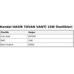 Resim Kendal Hasır Tavan Vanti 15W – 20"hasır Tavan Vantilatör 