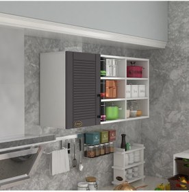 Resim Kenzlife Hazır Mutfak Dolabı Pancar90 Gri Mod2 90 120 32 Mebran Kapak Suntalam Gövde Beyaz 