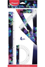 Resim STOREMAX - Deepsea Paradise çizim seti, 4 parça, cetvel 30 cm + açı 60°/21 cm + açı 45°/21 cm + açı ölçer 180 