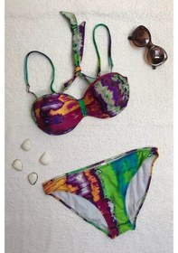 Resim Dagi Straplez Destekli Push-Up Desenli Bikini Takımı (545625623)-Karışık-42 Çok Renkli 