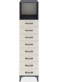 Resim Hyperion Dolap Tek Raflı 8 Çekmeceli 44x44x182 Antrasit-aytaşı Antrasit 