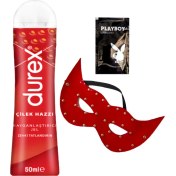 Resim Durex Çilek Hazzı 50 ml Jel + Kırmızı Deri Göz Maskesi + Hediye 