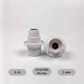 Resim Dekoratif Plastik E-14 Yarım Dişli Halkalı Duy Beyaz (2 Adet) 