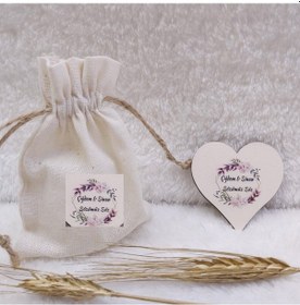 Resim Kese ve Kalp Ahşap Magnet Kombin Baskılı Nişan Hediyeliğ(30 Adet) 