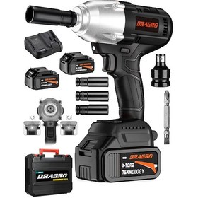 Resim Dragro DRG-smn128 Siyah 88 V 5 Ah Akülü Somun Bijon Sökme Takma Sikma Matkap Kömürsüz Akülü Vidalama Set 