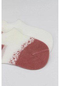 Resim 2'li Penye Sneakers Çorap Bs20105 Ekru Pudra Renkli Çok Renkli 
