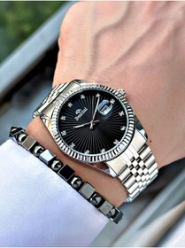 Resim Bentini Takvimli Taşlı Erkek Kol Saati – Çelik Kordon, Su Geçirmez, 2 Yıl Garantili, Hediye Bileklik 