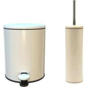 Resim Primanova Cigo Çelik Çöp Kovası ve Tuvalet Fırçası Bej 