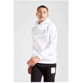 Resim Gri Çapa Dövme Baskılı Unisex Çocuk Kapüşonlu Sweatshirt 