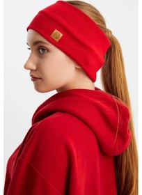 Resim Kadın Pamuklu Kaşkorse, Kaymaz, Terletmez, Ultra Hafif, Spor Saç Bandı Bandana - Tek Ebat / Kırmızı Kırmızı 