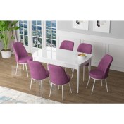 Resim Canisa Concept Zen Serisi Mdf Açılabilir Mutfak Masası Takımı-Yemek Masası Takımı Beyaz Masa+6 Sandalye 