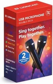 Resim Lioncast Evrensel USB-PC, Wii için mikrofon ve PS4, 2 adet siyah 