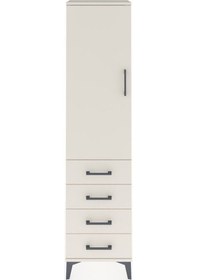 Resim Arges Dolap Tek Raflı 4 Çekmeceli Tek Askılı 44x30x182 Aytaşı... Aytaşı 