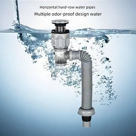 Resim Yatay/Dikey Koku Önleyici Banyo Lavabo Drenaj Borusu - Dayanıklı Plastik Yüksek Kaliteli Duvar/Zemin Montajlı, Çoklu Tasarım Seçenekleri ile Banyo ve Mutfak Lavaboları için, Koku Kontrollü Drenaj, Verimli Su Akışı 