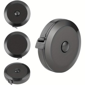 Resim Kompakt Siyah Otomatik Geri Çekilebilir Ölçü - 3.15ft/0.95m Uzunluk, Dayanıklı Plastik, Giyim ve Kumaş Ölçümleri için Ergonomik Tasarım, Taşınabilir ve Doğru, Kumaş Ölçüm Aracı, Şık Dairesel Tasarım, Metal Halka Detayı 