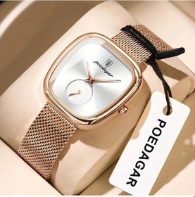 Resim Fochsia Poedagar Zarif Kare Kadın Kol Saati Rg-white Su Geçirmez Çelik Mesh Kayış Diğer 