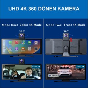 Resim Radoon Yeni Tasarım Kablosuz Carplay Android Auto Uyumlu 4K 10.2 Inç Çift Kameralı Araç Multimedya Ekranı 