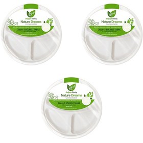 Resim Ambalaj Marketim Roll-up Ekolojik 3 Bölmeli Karton Tabak 26 Cm 25 Adet 