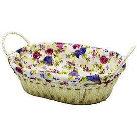 Resim Yakut Renkli Bezli Oval Hasır Ekmek Sepeti 8821 Çok Renkli 
