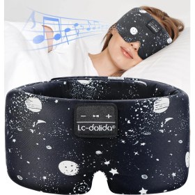 Resim Lc-Dolida Yan Uyuyanlar Için Ipek Uyku Maskesi Kulaklık - Bluetooth 5.4 - Siyah 