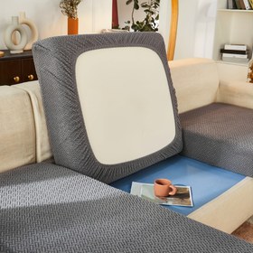Resim 1 adet Modern Gri Esnek Koltuk Minderi Kılıfı - Esnek Uyum, Yumuşak Dokulu Jakar Kumaş, Makinede Yıkanabilir, Oturma Odası Konforunu Artıran Koltuk Minderi Kılıfları 