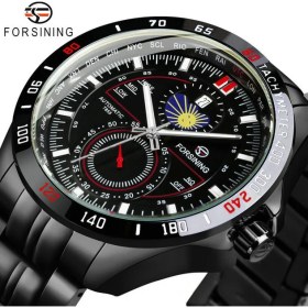 Resim Hanyang Tüm Sıyah Forsining Askeri Saatler Erkekler Için Moda Spor Otomatik Izle Su Geçirmez Aydınlık Paslanmaz Çelik Kayış Takvim Reloj Hombre (Yurt Dışından) 