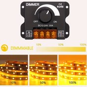 Resim 1 adet DC 12V 24V LED Şerit Işık Dimmer Anahtarı, 30A Gerilim Regülatörü, LED Şerit Işıkları ve Lambaları Verimli Bir Şekilde Karartmak İçin Ayarlanabilir Kontrol Cihazı, Sert Kablolu Kurulum, Pil Gerektirmez, LED Işık Dimmeri | Şık LED Şerit Işığı | Kolay Kurulum, Tavan Fası İçin LED Işıkları 