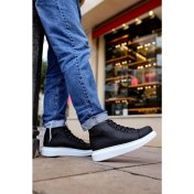 Resim shoecide Sho258 Bağcıklı Yüksek Taban Cbt Roma Erkek Spor Bot Sıyah 