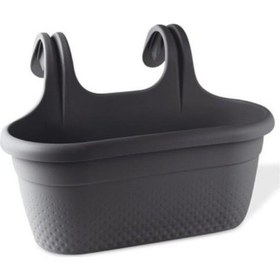 Resim Omnipazar Krs-350 Dekoratif Plastik İnci Askılı Balkon Saksı 6.2 Litre Antrasit 116 